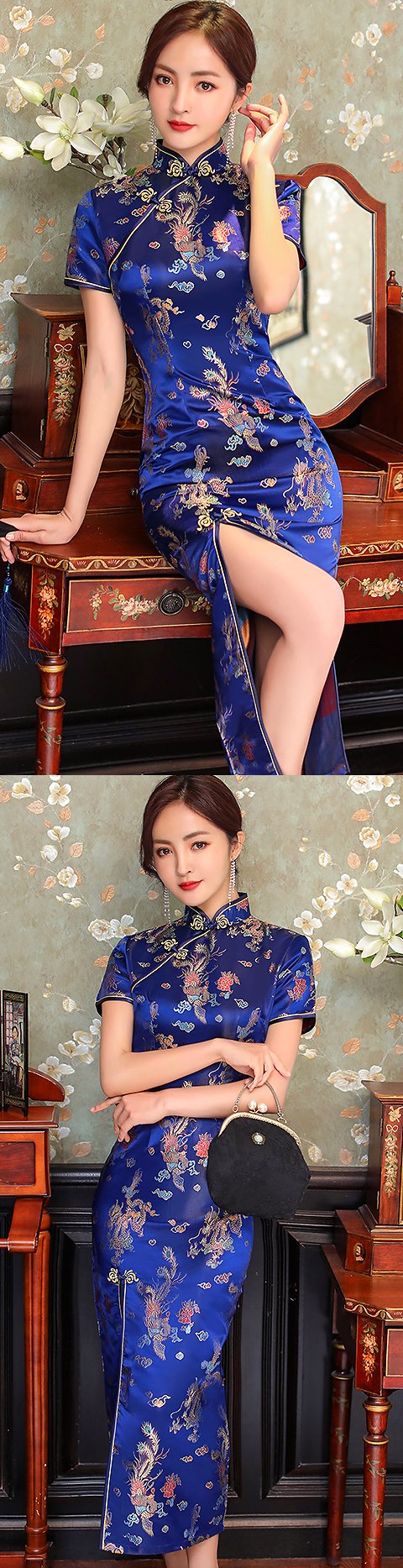 Short-sleeve Long-length Cheongsam (CM)