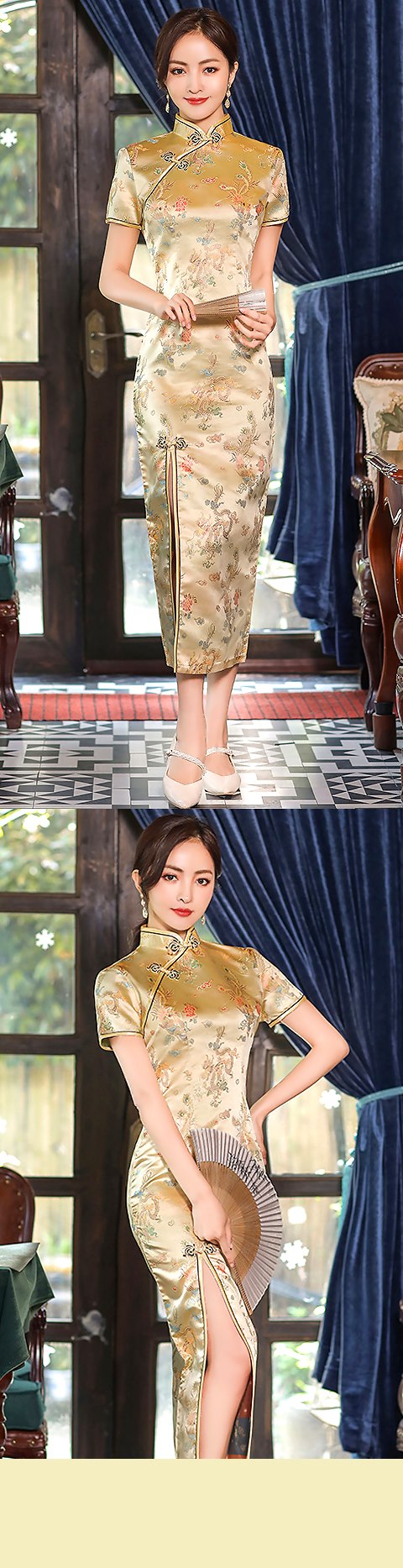 Short-sleeve Long-length Cheongsam (CM)
