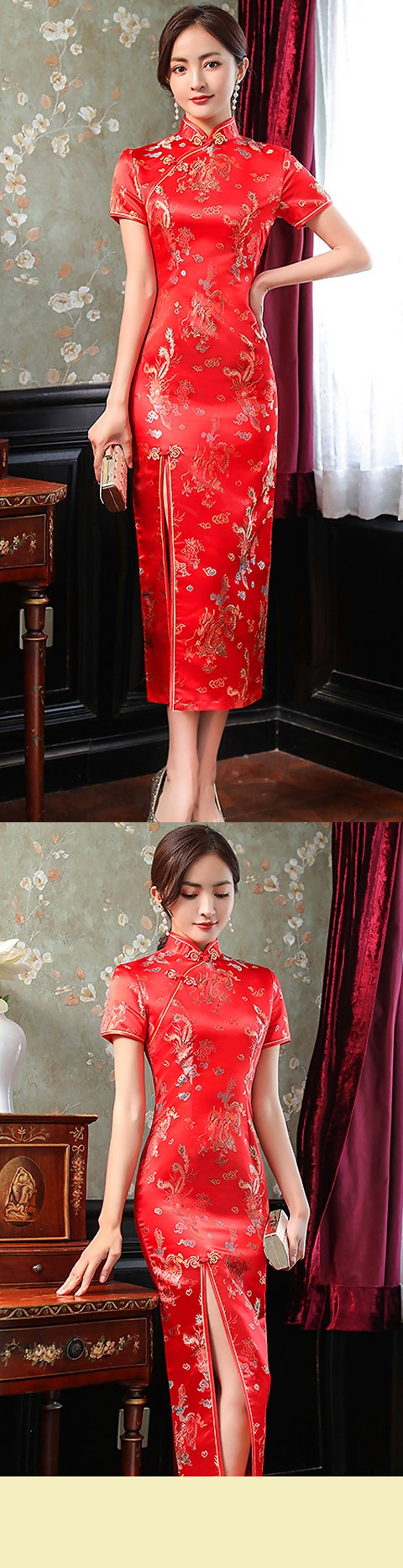 Short-sleeve Long-length Cheongsam (CM)