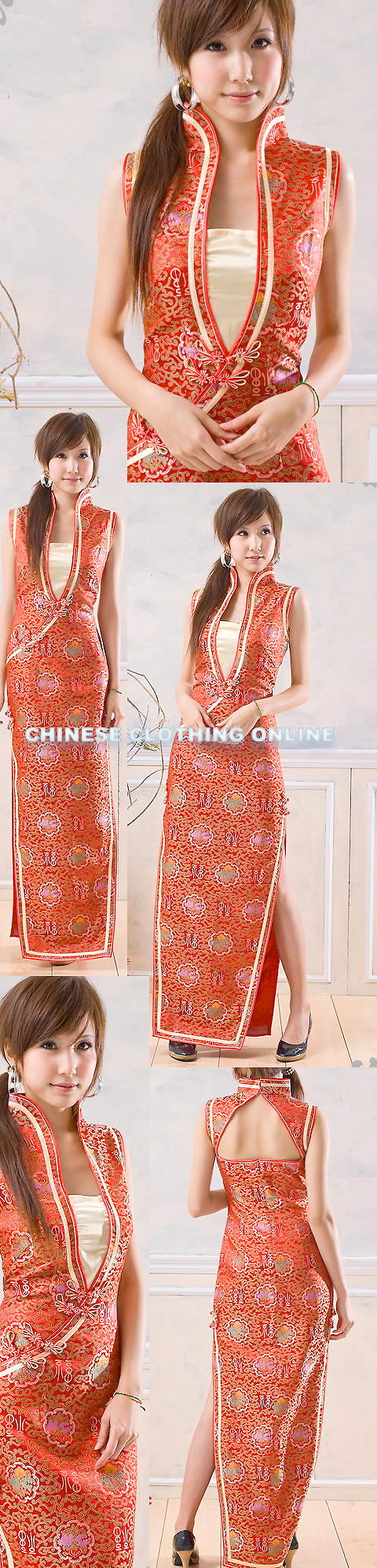 Sleeveless Bareback Long-length Cheongsam (CM)