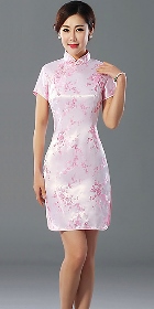Short-sleeve Short Brocade Cheongsam Dress