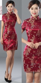 Short-sleeve Short Brocade Cheongsam Dress