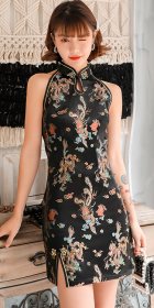 Cut-in Shoulders Bareback Short-length Cheongsam (CM)