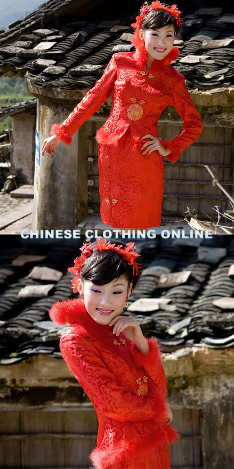 Long-sleeve Mid-length Wadded Cheongsam Suit (RM)