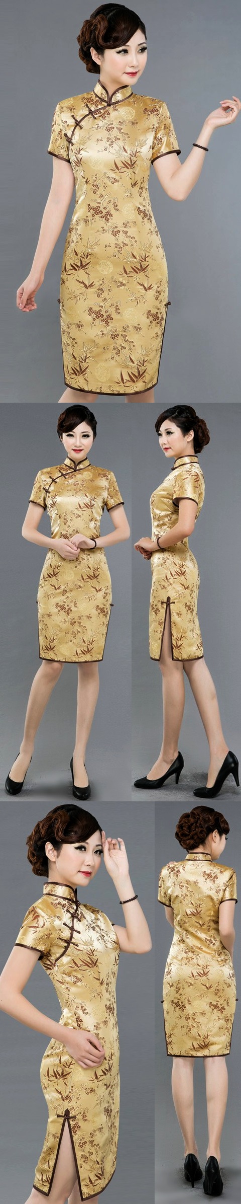 Cup-sleeve Mid-length Cheongsam (CM)