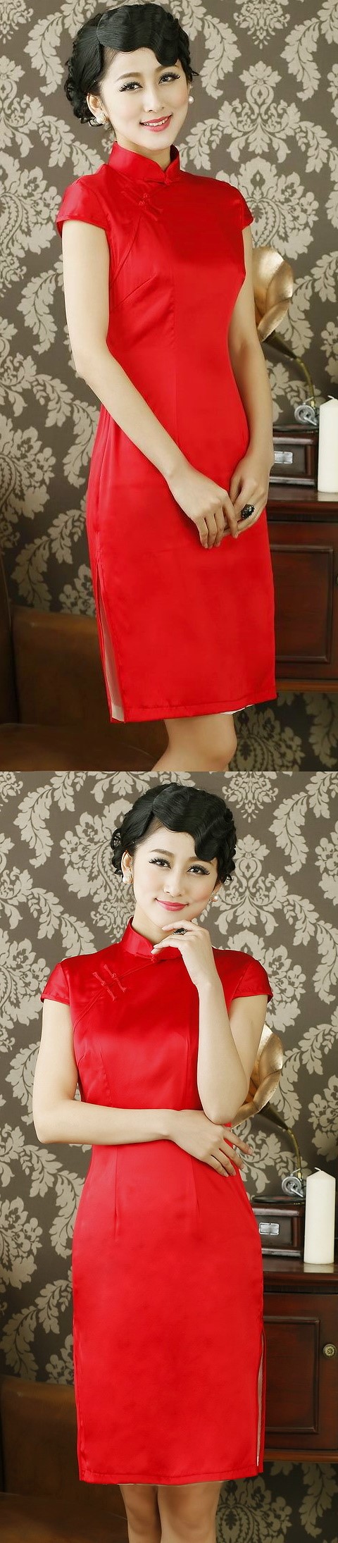 Cup-sleeve Mid-length Cheongsam (CM)