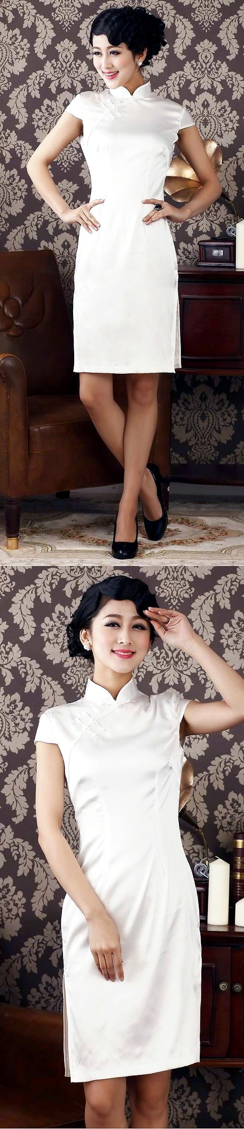 Cup-sleeve Mid-length Cheongsam (CM)
