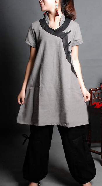 Ethnic Short-sleeve Archaized Loose Dress (CM)