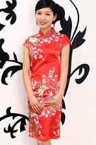 Bargain - Cup-sleeve Short-length Cheongsam (Red)