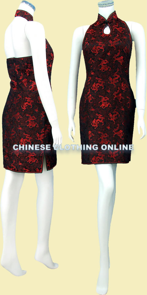 Cut-in Shoulders Bareback Mid-length Cheongsam (CM)