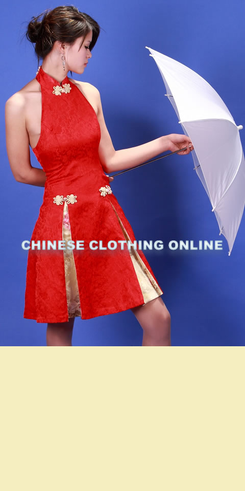 Cut-in Shoulders Bareback Mid-length Cheongsam (CM)
