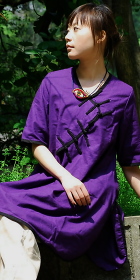 Ethnic Mid-sleeve Eye-catching Piping Loose Dress (CM)