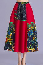 Ethnic Linen Patching Fabric Long Skirt (RM)