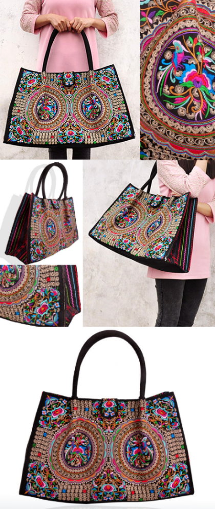 Ethnic Embroidery Large Handbag