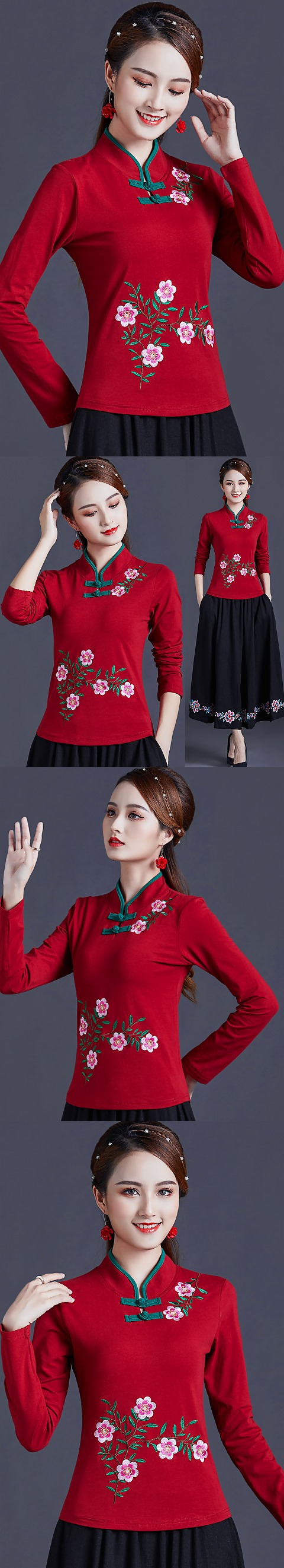 Long-sleeve Chinese Ethnic Embroidery Blouse (RM)