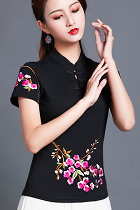 Short-sleeve Chinese Ethnic Embroidery Blouse (RM)