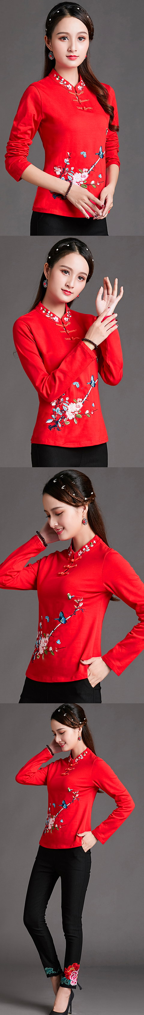 Long-sleeve Chinese Ethnic Embroidery Blouse (RM)
