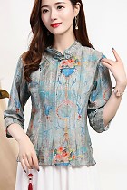 Linen-cotton Dual-collar Ethnic Blouse (RM)