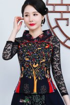 Exquisite Gauze Ethnic Printing Blouse (RM)
