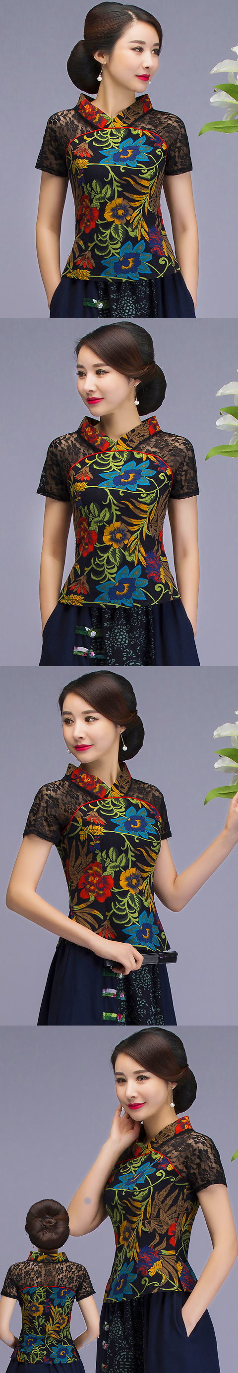Exquisite Gauze Ethnic Printing Blouse (RM)