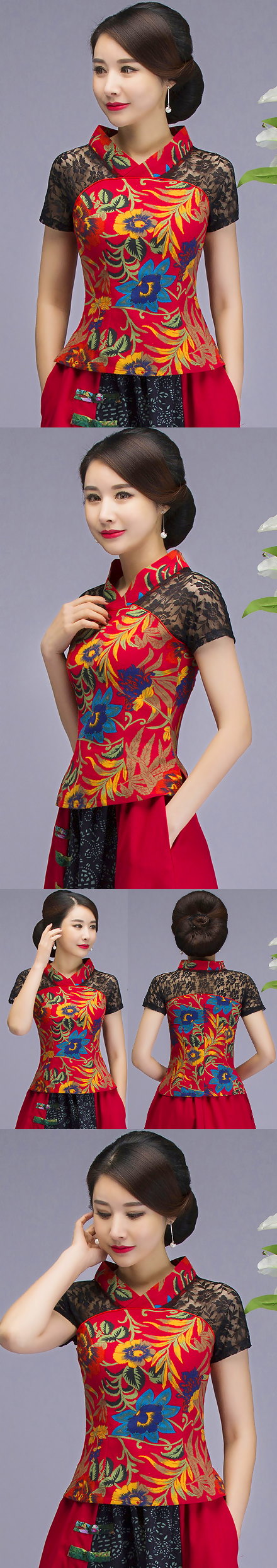 Exquisite Gauze Ethnic Printing Blouse (RM)