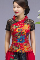 Exquisite Gauze Ethnic Printing Blouse (RM)