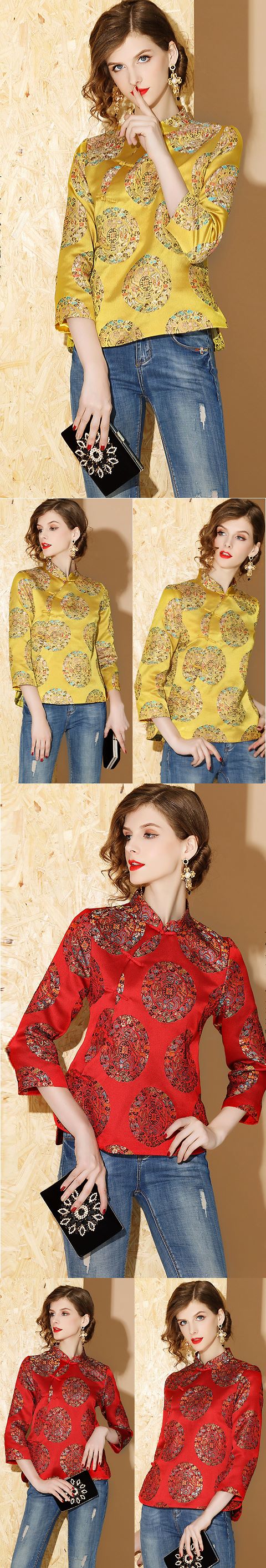 3/4-sleeve Mandarin Blouse (CM)