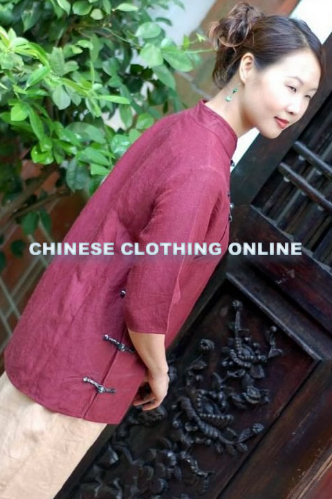 Elbow-sleeve Mandarin Blouse (CM)