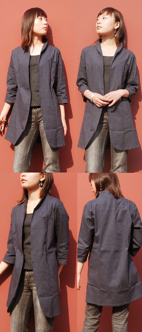 Ethnic 3/4-sleeve No Button Jacket (CM)