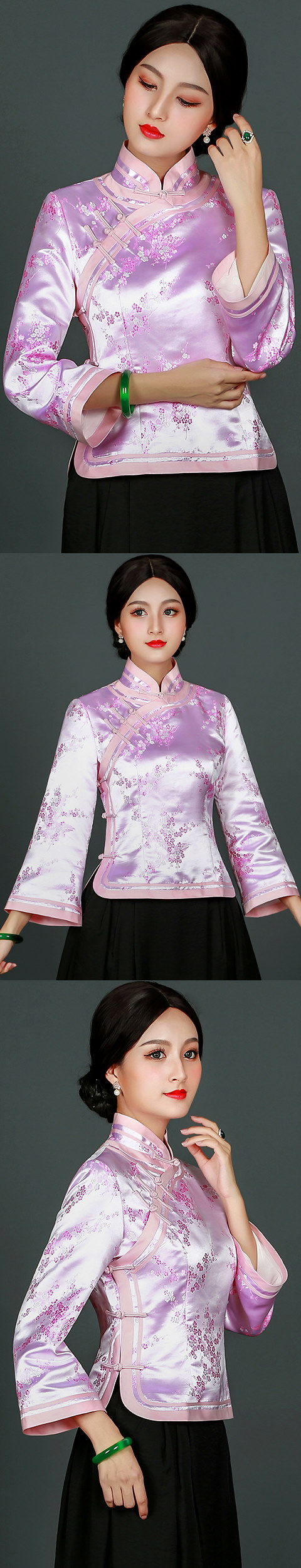 Slightly Flared-sleeve Mandarin Jacket / Blouse (CM)