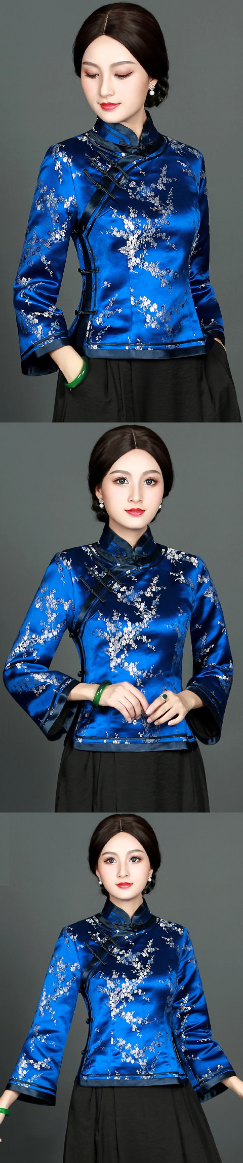 Slightly Flared-sleeve Mandarin Jacket / Blouse (CM)