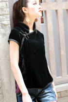 Ethnic Cup-Sleeve Velvet Blouse (CM)