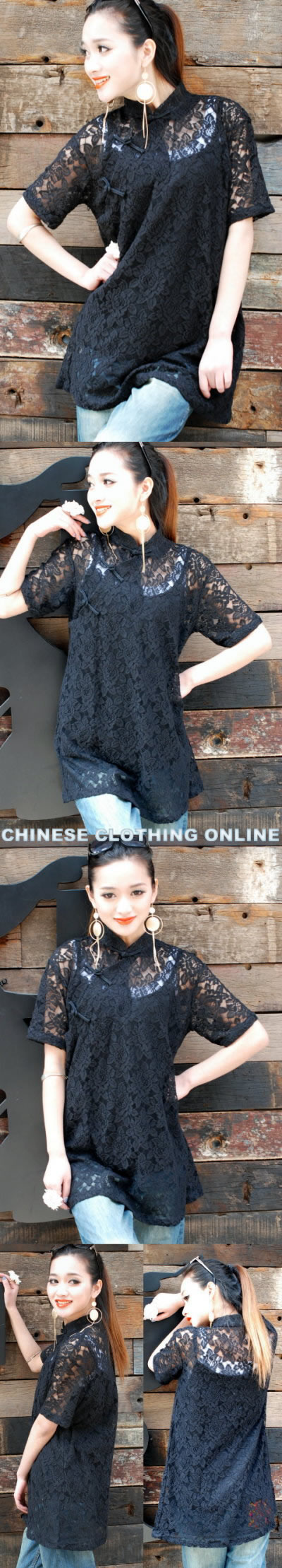 Ethnic Short-Sleeve Standing Collar Blouse/Jacket (CM)