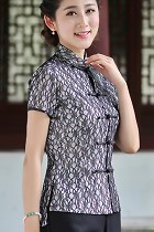 Short-sleeve Chinese Ethnic Lace Blouse (Ready-Made)