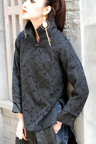 Ethnic Long-sleeve Embroidery Gauze Dual-layer Blouse (CM)