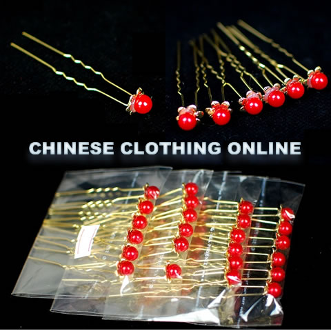 Little Red Pearl Golden Headgears (6 pcs)