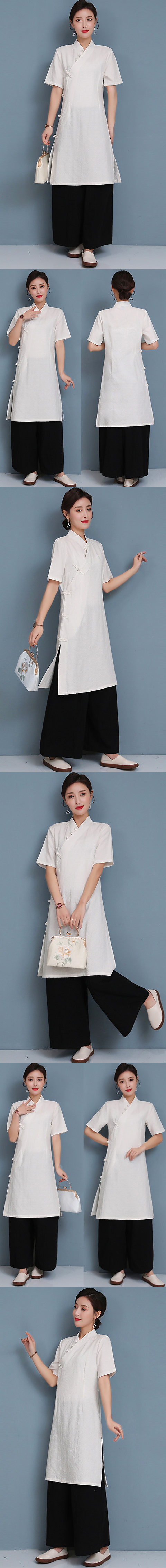 Short-sleeve Linen Chic Ethnic EXTRA-long Suit (RM)