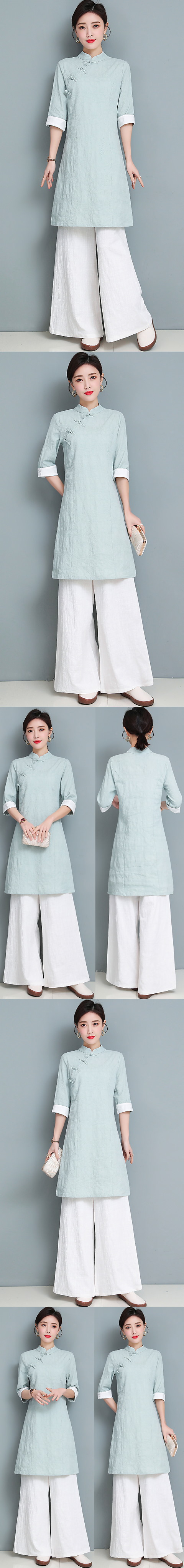 Folding-sleeve Linen Chic Ethnic EXTRA-long Suit (RM)