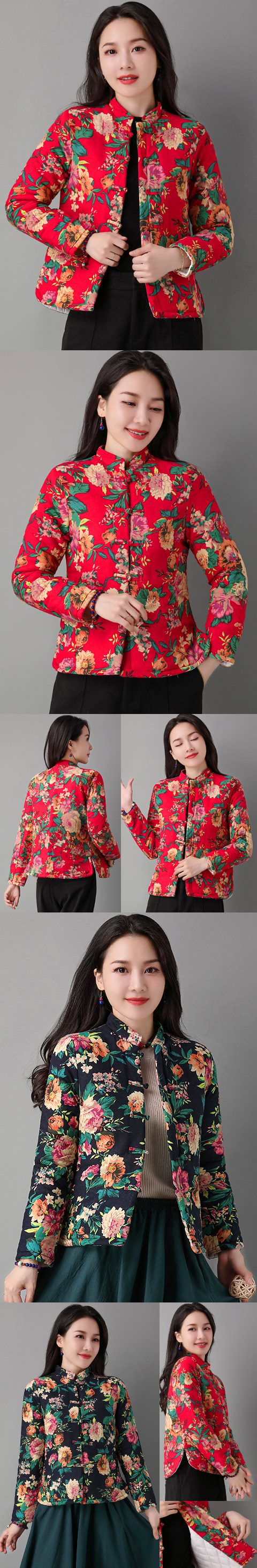 Trendy Ethnic Cotton Linen Wadded Jacket (RM)