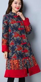 Trendy Ethnic Cotton Linen Wadded Coat (RM)