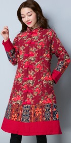 Trendy Ethnic Cotton Linen Wadded Coat (RM)