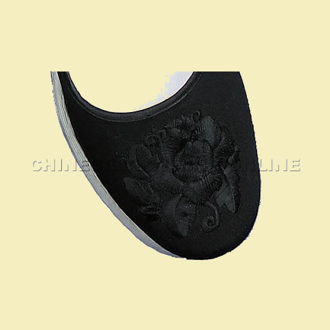 Embroidery Shoes - Black Peony (Black)
