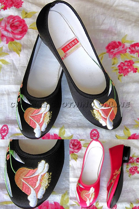 Low Heel Floral Embroidery Shoes (Multicolor)