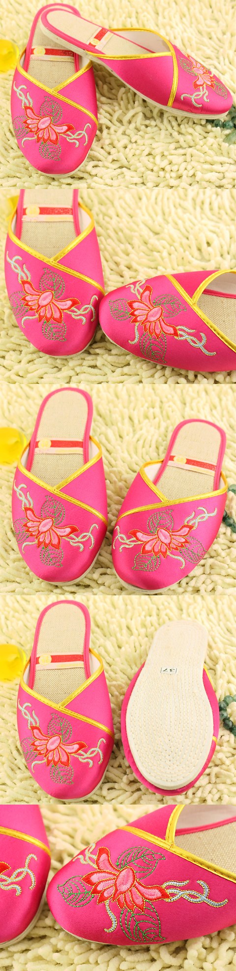 Qiancengdi Floral Embroidery Slippers