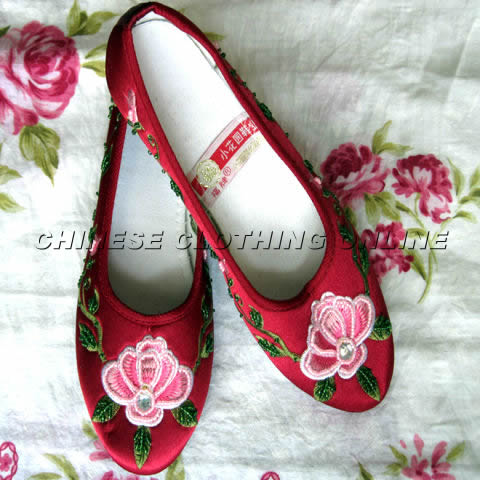 Mid Heel Floral Beaded Shoes (Multicolor)