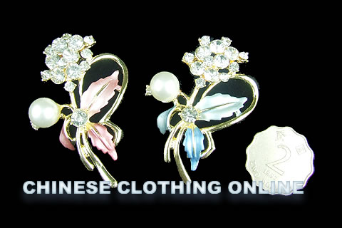 Rhinestone and Pearl Floral Brooch
