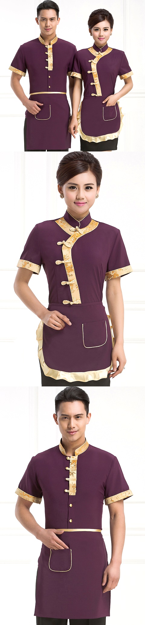 Mandarin Style Restaurant Uniform-Top (Purple)