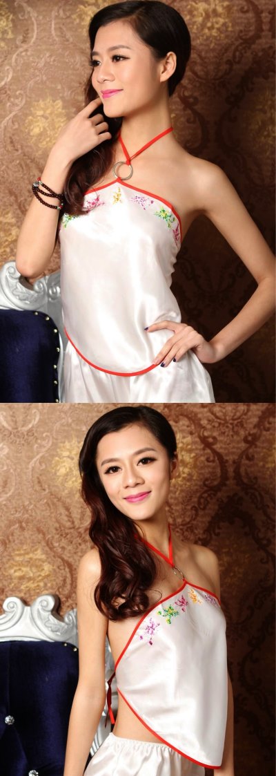 Silky Embroidery Halter Top (RM)