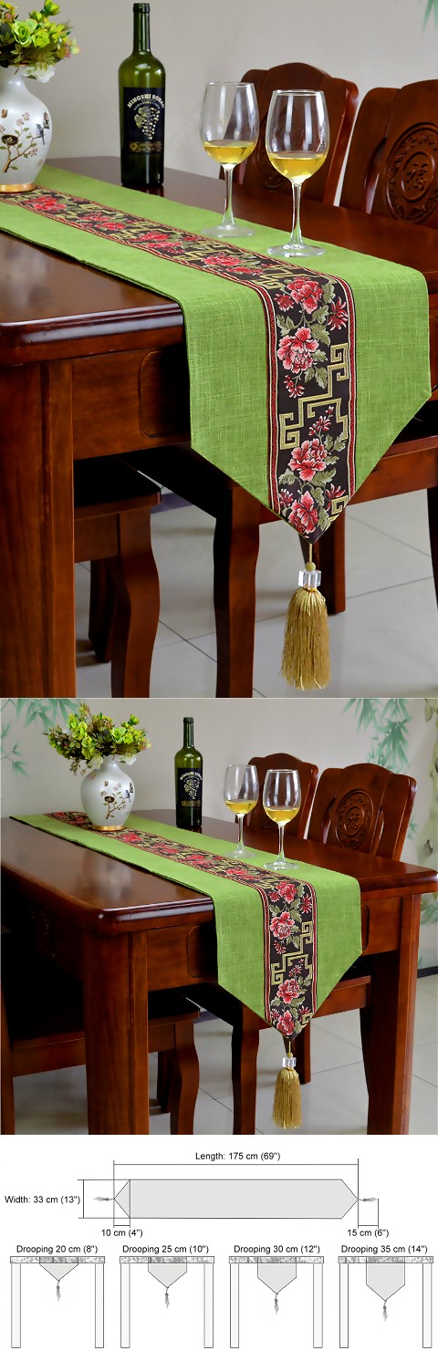 Chinese Ethnic Embroidery Linen Cotton Table Runner (RM)