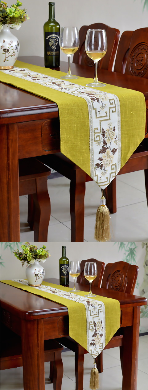 Chinese Ethnic Embroidery Linen Cotton Table Runner (RM)